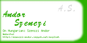 andor szenczi business card